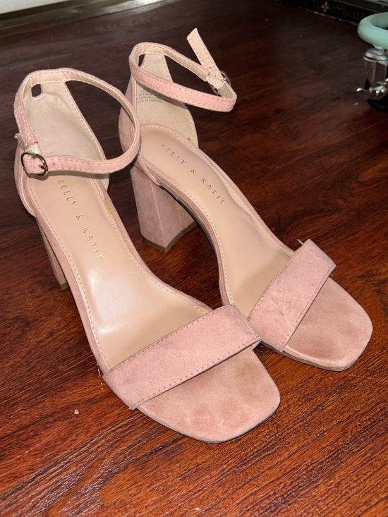 Kelly & Katie Shoes - Kelly & Katie Dusty Pink Suede Block Heel Sandals